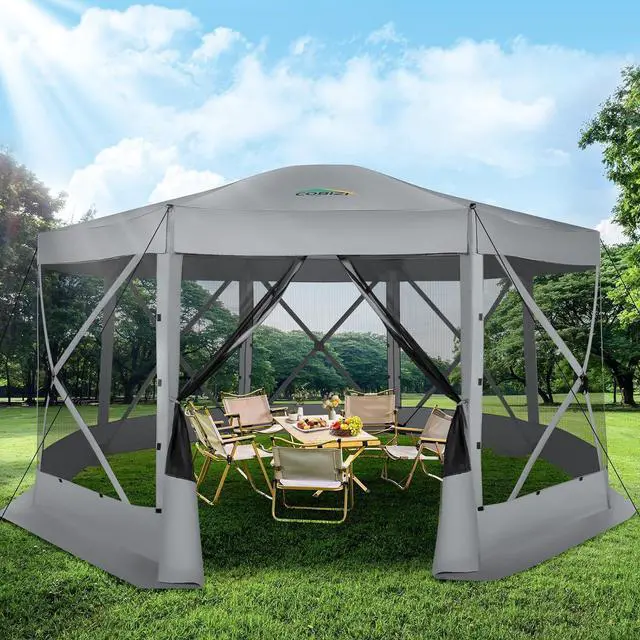 Main image of 15x15 Pop Up Gazebo, Screen Tent with Carry Bag & Stakes, Gray