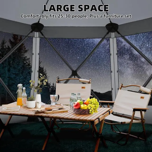 Alt view image 2 of 7 - 15x15 Pop Up Gazebo, Screen Tent with Carry Bag & Stakes, Gray