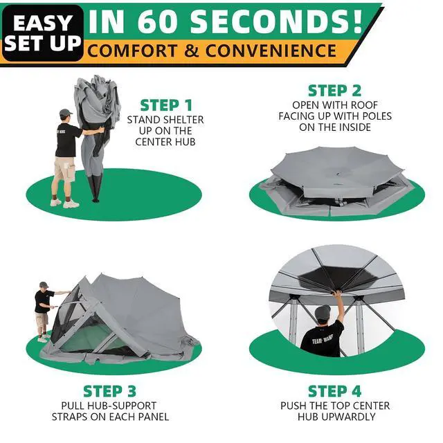 Alt view image 6 of 7 - 15x15 Pop Up Gazebo, Screen Tent with Carry Bag & Stakes, Gray