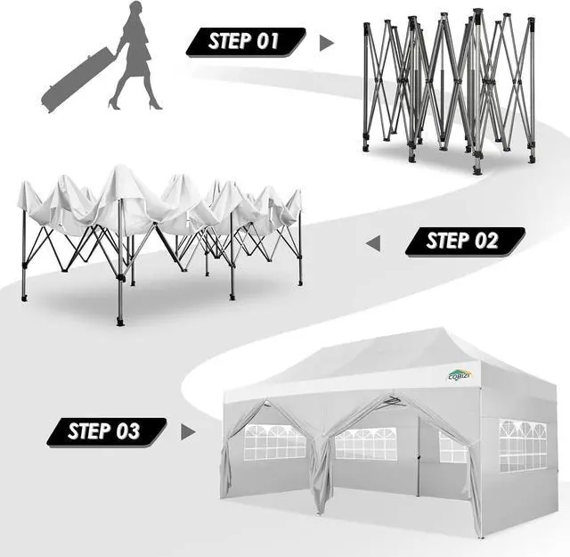 Alt view image 4 of 7 - 10x20 Heavy Duty Pop up Canopy Tent with Sidewalls Commercial Tent