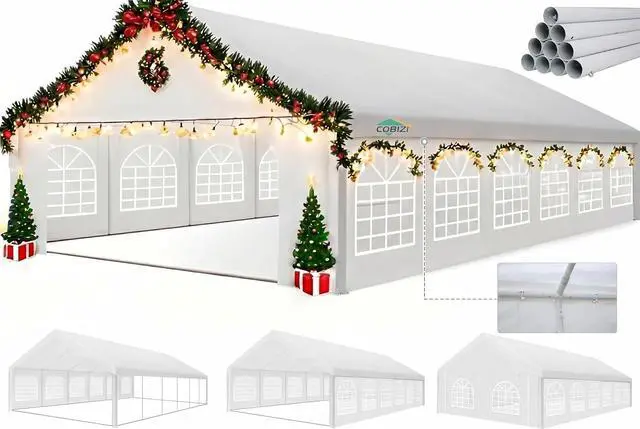Main image of 20x40FT Party Tent Heavy Duty Outdoor Gazebo with 12 Sidewall & 16 Church Windows, White Event Shelter Wedding Canopy Tent for Parties BBQ, Powder Coating (Better Than Galvanized)