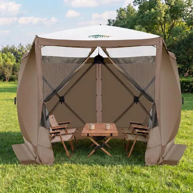 Main image of 10x10 FT Pop up Gazebo, Popup Canopy tent,Screened In Gazebos with sidewalls, Waterproof Portable Outdoor Small Screen tents Sun Shelter,carpas para patio for Camping, Garden and Backyard,Brown