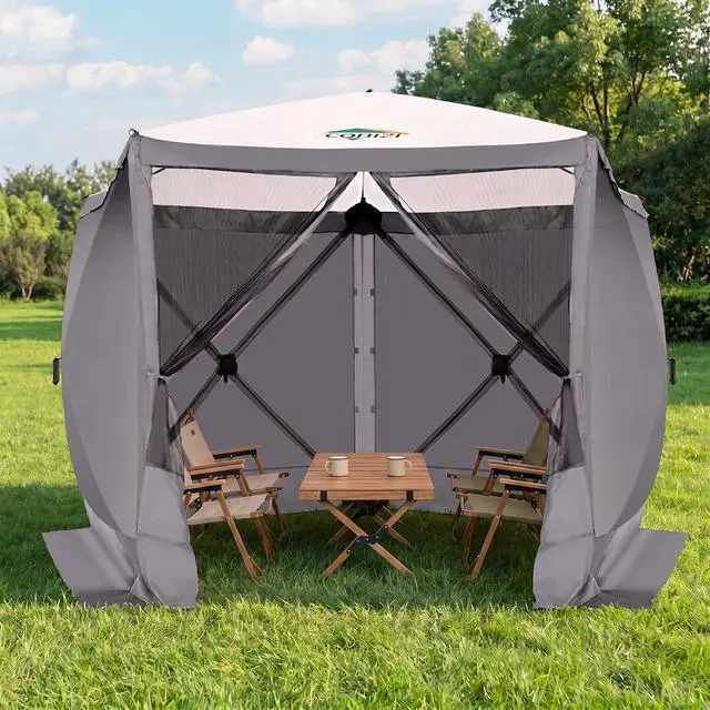 Main image of 10x10 FT Pop up Gazebo, Popup Canopy Tent,Screened in Gazebos with sidewalls, Waterproof Portable Outdoor Small Screen Tents Sun Shelter,carpas para Patio for Camping, Garden and Backyard,Gray