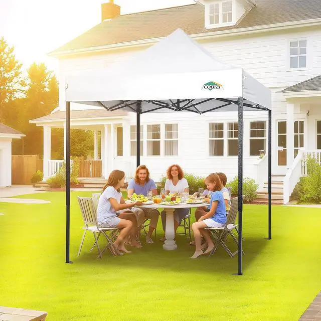 Alt view image 2 of 7 - 6.6x6.6 Pop up Canopy Tent Heavy Duty Without Sidewalls, Easy Set-up Commercial Outdoor Party Tent, 100% Waterproof Wedding TGazebo, 3 Height Adjustable with Carry Bag, White