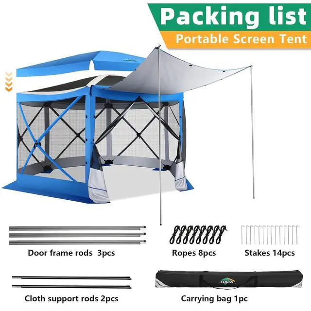 Alt view image 2 of 7 - 12x12 Pop Up Gazebo on Clearance, Stargazing with Poles, Blue