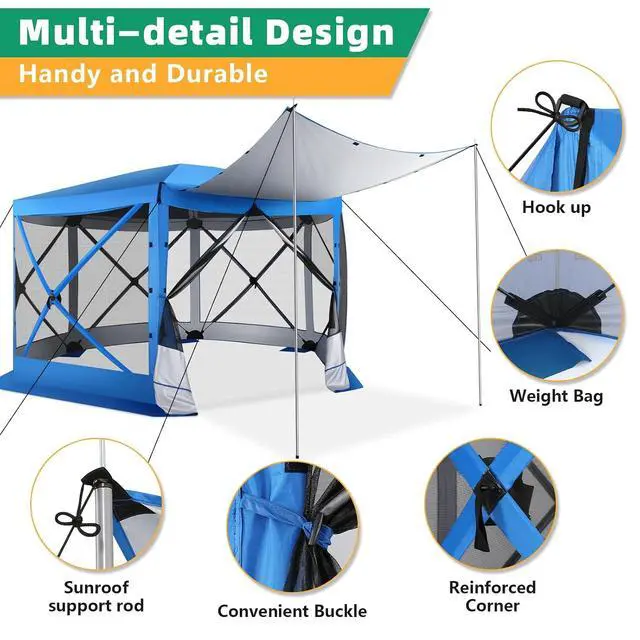 Alt view image 3 of 7 - 12x12 Pop Up Gazebo on Clearance, Stargazing with Poles, Blue