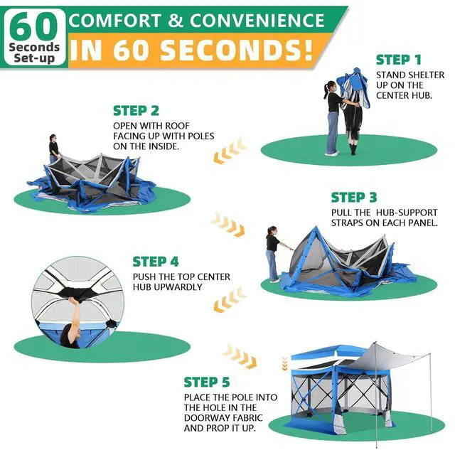 Alt view image 5 of 7 - 12x12 Pop Up Gazebo on Clearance, Stargazing with Poles, Blue