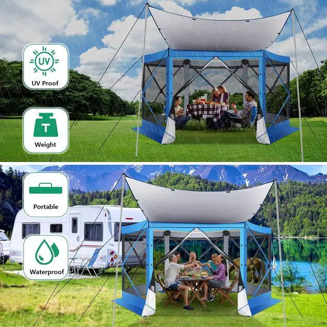 Alt view image 7 of 7 - 12x12 Pop Up Gazebo on Clearance, Stargazing with Poles, Blue