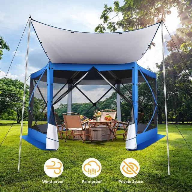 Alt view image 4 of 7 - 12x12 Pop Up Gazebo on Clearance, Stargazing with Poles, Blue