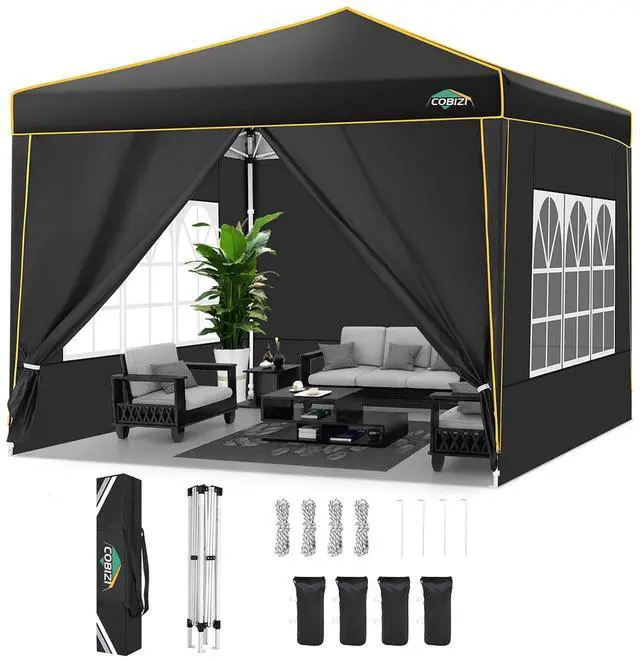 Main image of 10x10 Pop Up Canopy Party Tents for Parties Waterproof Outdoor Event Shelter with 4 Sidewalls and 4 Sandbags UV Protection 50+ Camping Commercial Wedding Portable Tent for Backyard, Blue