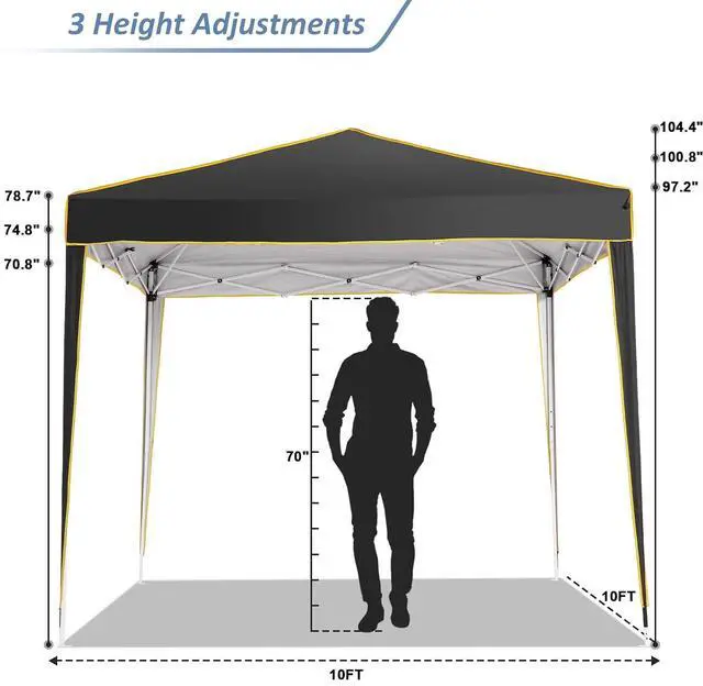 Alt view image 5 of 7 - 10x10 Pop Up Canopy Party Tents for Parties Waterproof Outdoor Event Shelter with 4 Sidewalls and 4 Sandbags UV Protection 50+ Camping Commercial Wedding Portable Tent for Backyard, Blue