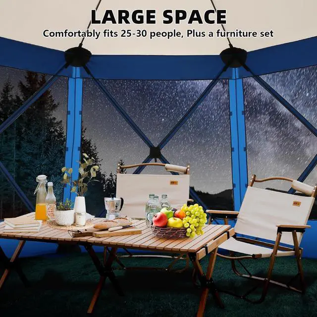 Alt view image 2 of 7 - 15x15 Pop Up Gazebo, Screen Tent with Carry Bag & Stakes, Blue