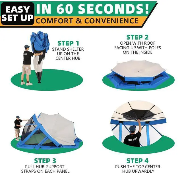 Alt view image 6 of 7 - 15x15 Pop Up Gazebo, Screen Tent with Carry Bag & Stakes, Blue