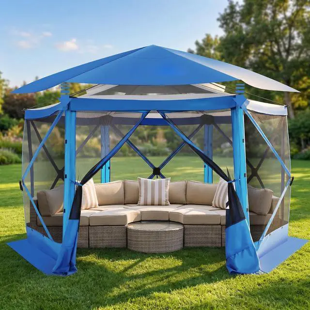 Main image of 12x12 FT Pop Up Canopy Stargazing Tent, Gazebos On Clearance with Removable Roof, Screened in Gazebo, Screen Tents Portable carpas para Patio for Outdoor Camping,Backyard, Garden, Blue(Pro)