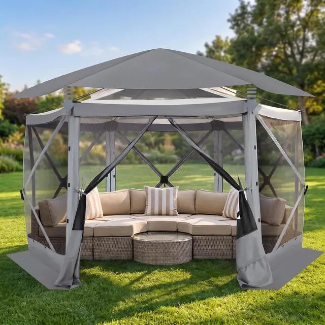 Main image of 12x12 FT Pop Up Canopy Stargazing Tent, Gazebos On Clearance with Removable Roof, Screened in Gazebo, Screen Tents Portable carpas para Patio for Outdoor Camping,Backyard, Garden, Grey(Pro)