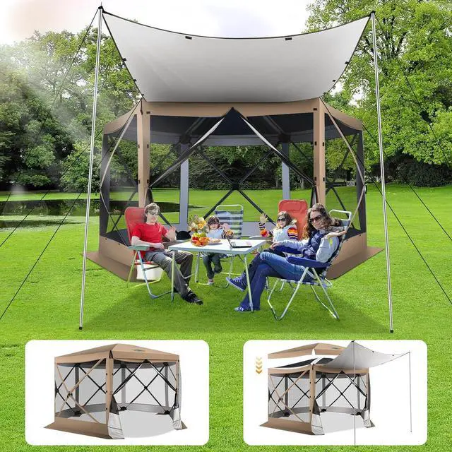 Main image of 12x12 Pop Up Gazebo on Clearance for Stargazing with Poles, Khaki