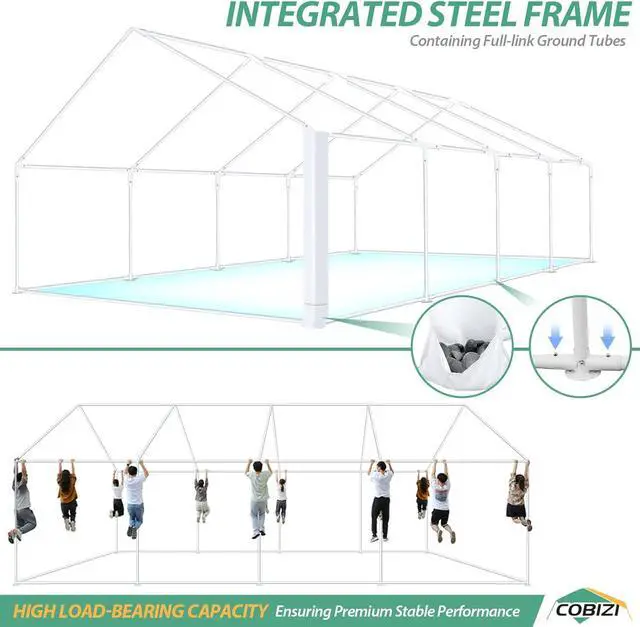 Alt view image 4 of 7 - 20x30 Party Tent Heavy Duty for Parties, Powder Coating (Better Than Galvanized), Large Outdoor Gazebo with Removable Sidewall & Built-in Sandbag, Waterproof for Church & Wedding, Pure White