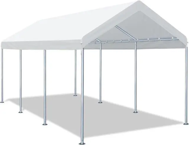 Main image of 10x20ft Carport Heavy Duty, Portable Garage, Ventilated Windows & Built-in Sandbags, Waterproof Car Canopy for Truck, Boat, SUV with All-Season Tarp, White