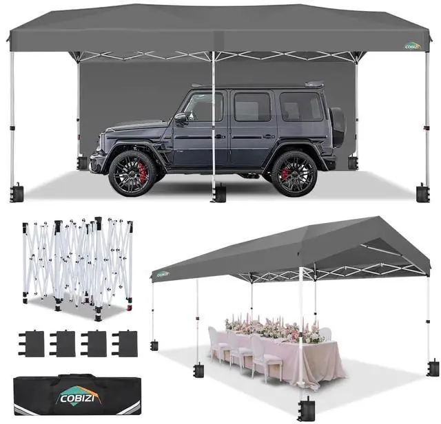 Main image of Carport Canopy 10x20 Pop up Canopy Portable Garage with 1-Button Push Center Lock,Car Port Garage with 2 Sidewalls UV Resistant Waterproof All-Season Car Canopy Tents Shelter for Car,Truck,Boat