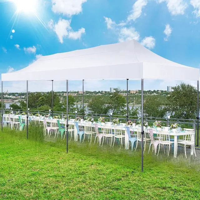 Alt view image 7 of 7 - 10x30 Heavy Duty Instant Pop up Canopy, Party Wedding Tent Canopy, Folding Heavy Duty Gazebos Outdoor Tents with 8 Removable Sidewalls and Roller Bag for Commercial, Parties, Flea Market