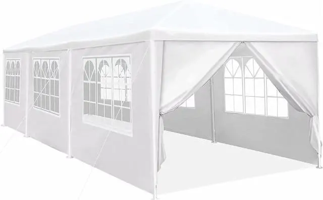 Main image of 10x30ft Party Tent Heavy Duty, Wedding Tent, Event Tents For Parties, Carpas Para Fiestas With 6 Removable Sidewalls, 16x32 Tent with Built-in Sandbag, UV50+, Big Tent For Party, Carport, White