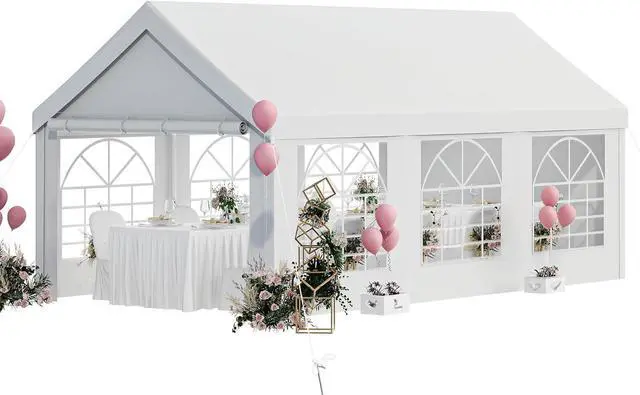 Main image of 10x20ft Party Tent, Heavy Duty Wedding Tent with Removable Sidewalls, Large Outdoor Event Tent, White Tent for Party, Carpas para Fiestas, Canopy Tent with Built-in Sandbags, UV 50+