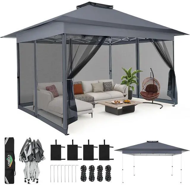 Main image of Gazebo 10x15 Pop up Canopy,Gazebos on Clearance-Canopy Tent with Mosquito Netting for Lawn,Garden,Backyard & Patio-Outdoor Tent-Water Resistant and UPF50+ (Gray)