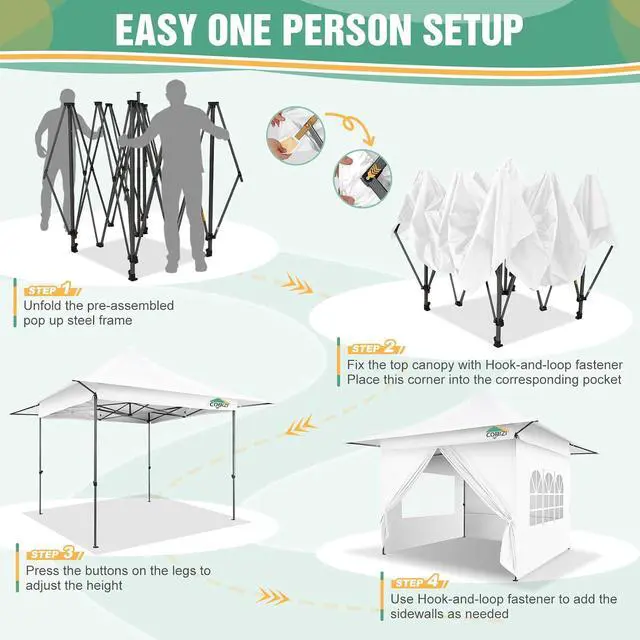 Alt view image 4 of 7 - 13x13 Heavy Duty Pop-Up Canopy w/4 Walls, Commercial Outdoor Tent