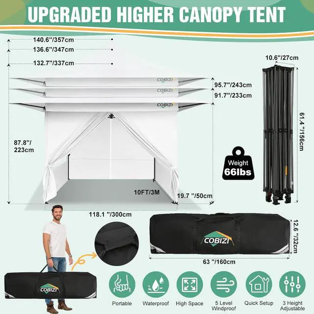 Alt view image 7 of 7 - 13x13 Heavy Duty Pop-Up Canopy w/4 Walls, Commercial Outdoor Tent