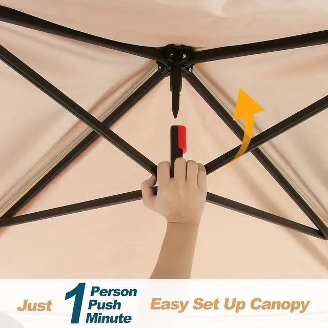 Alt view image 5 of 7 - 10x10 Pop Up Gazebos on Clearance 11x11 Canopy Tent Easy Up Outdoor Gazebo Waterproof Portable Gazebo with Mosquito Nettings, Double Vented Roof and Carry Bag for Patio Garden Lawn(Coffee)