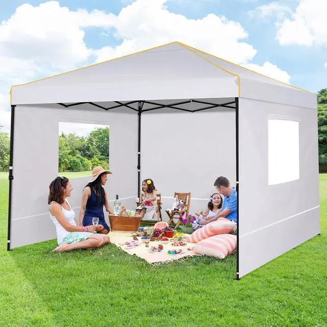 Alt view image 5 of 7 - TOOLUCK Canopy Tent, 10x10 Pop Up Canopy with Sidewalls and Roll-up Ventilated Windows with Mosquito net, Ez Outdoor Commercial Instant Gazebo Tent for Party Waterproof with Carrybag