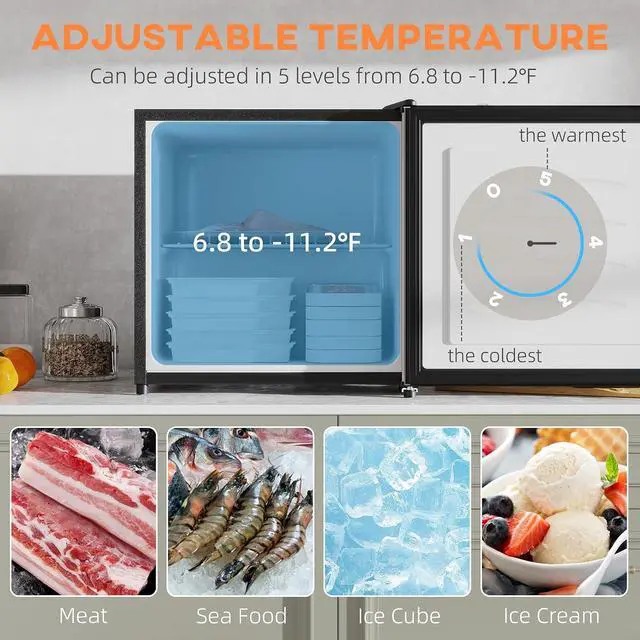Alt view image 3 of 7 - Mini Freezer Countertop Compact Upright Freezer 1.1 Cu.Ft Silver | Removable Shelves, Reversible Door, Tabletop, Home, Dorm, Apartment, Office