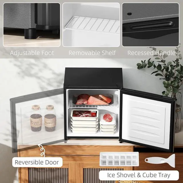 Alt view image 5 of 7 - Mini Freezer Countertop Compact Upright Freezer 1.1 Cu.Ft Silver | Removable Shelves, Reversible Door, Tabletop, Home, Dorm, Apartment, Office