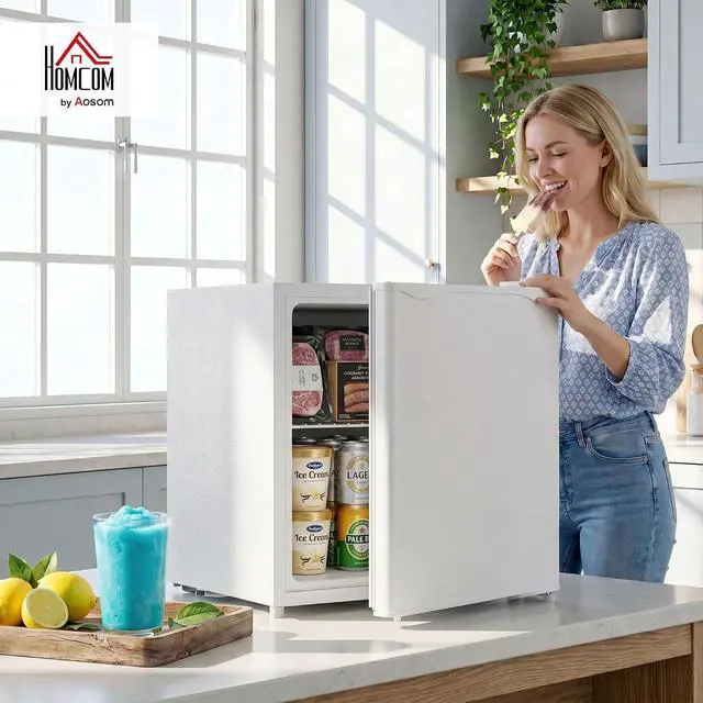 Alt view image 2 of 7 - Mini Freezer Countertop Compact Upright Freezer 1.1 Cu.Ft White | Removable Shelves, Reversible Door, Tabletop, Home, Dorm, Apartment, Office