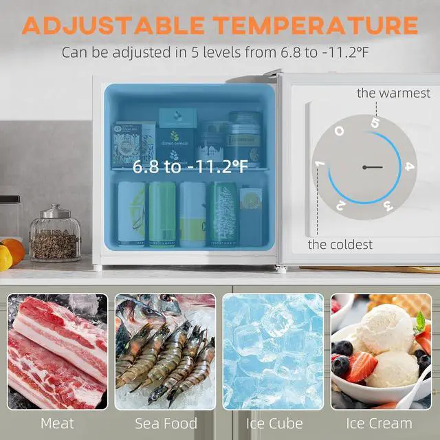 Alt view image 3 of 7 - Mini Freezer Countertop Compact Upright Freezer 1.1 Cu.Ft White | Removable Shelves, Reversible Door, Tabletop, Home, Dorm, Apartment, Office