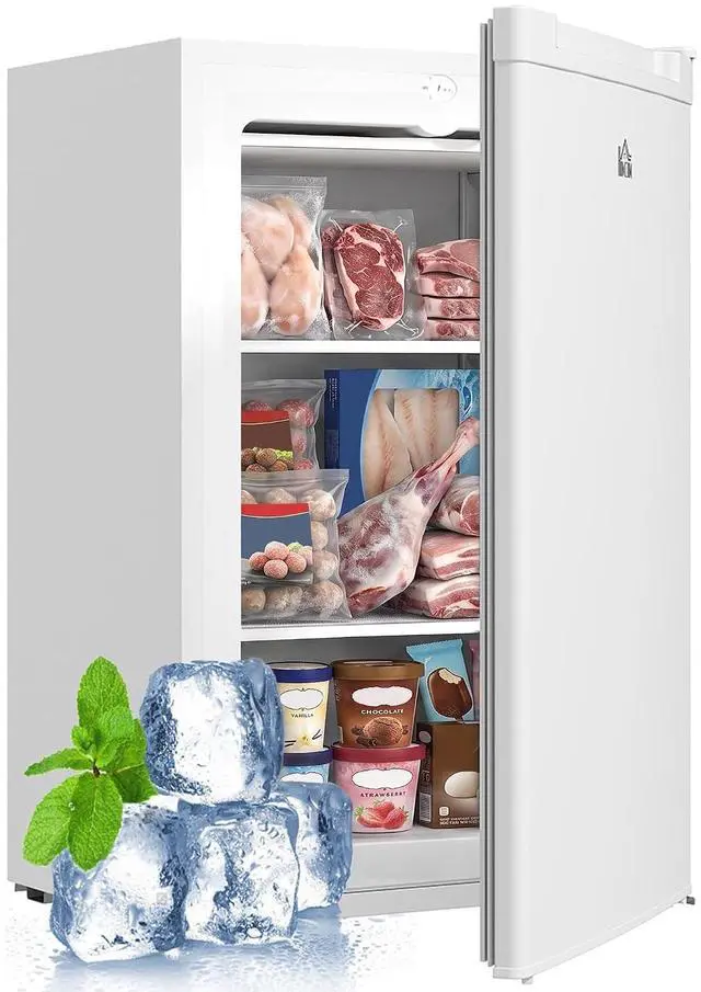 Main image of Mini Freezer Countertop 3 Cu.Ft Reversible Door 3 Shelves White | Compact Upright Freezer, Home, Dorm, Apartment, Office