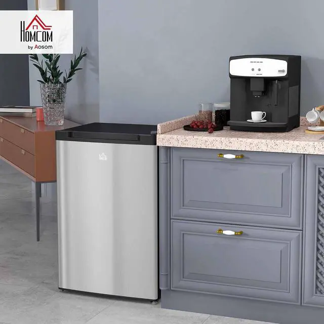 Alt view image 2 of 7 - Mini Freezer Countertop 3 Cu.Ft Reversible Door 3 Shelves Silver | Compact Upright Freezer, Home, Dorm, Apartment, Office