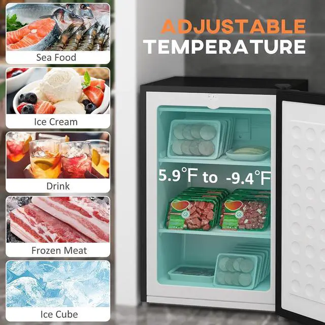 Alt view image 4 of 7 - Mini Freezer Countertop 3 Cu.Ft Reversible Door 3 Shelves Silver | Compact Upright Freezer, Home, Dorm, Apartment, Office