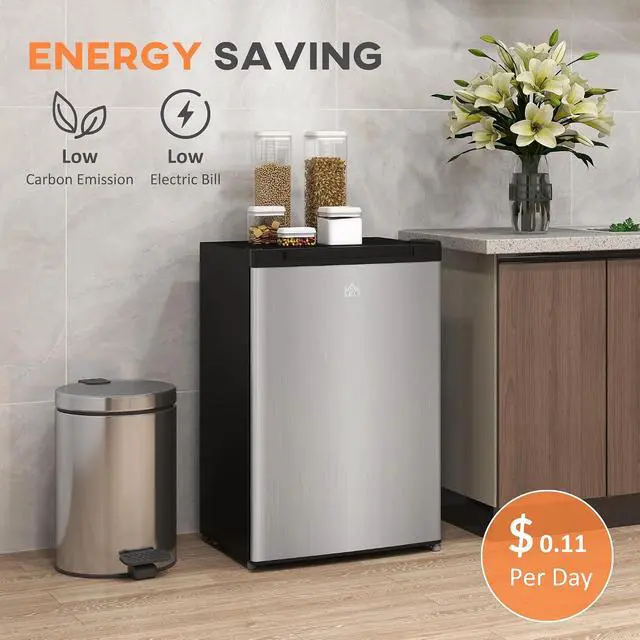 Alt view image 6 of 7 - Mini Freezer Countertop 3 Cu.Ft Reversible Door 3 Shelves Silver | Compact Upright Freezer, Home, Dorm, Apartment, Office