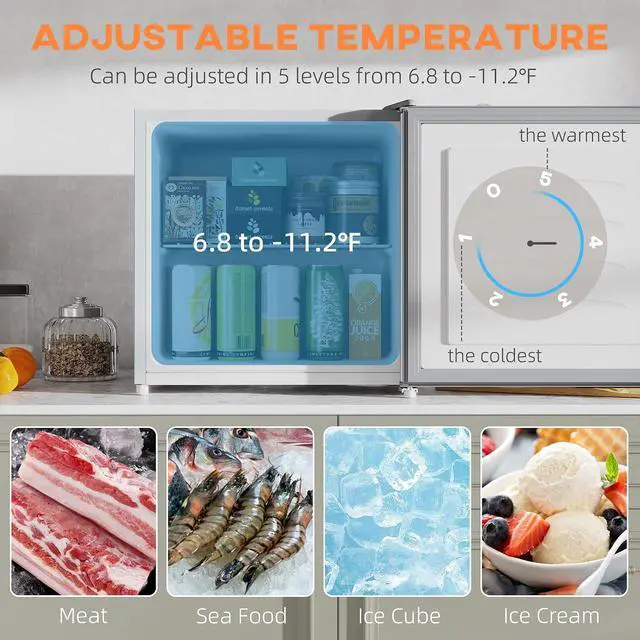 Alt view image 3 of 7 - Mini Freezer Countertop Compact Upright Freezer 1.1 Cu.Ft Gray | Removable Shelves, Reversible Door, Tabletop, Home, Dorm, Apartment, Office