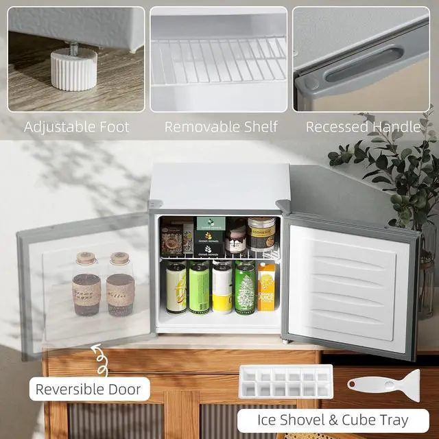 Alt view image 5 of 7 - Mini Freezer Countertop Compact Upright Freezer 1.1 Cu.Ft Gray | Removable Shelves, Reversible Door, Tabletop, Home, Dorm, Apartment, Office