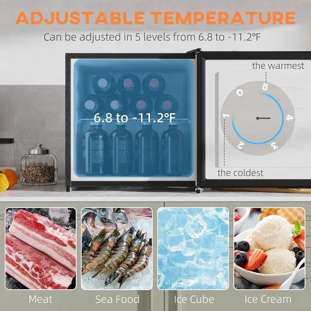 Alt view image 3 of 7 - Mini Freezer Countertop Compact Upright Freezer 1.1 Cu.Ft Black | Removable Shelves, Reversible Door, Tabletop, Home, Dorm, Apartment, Office