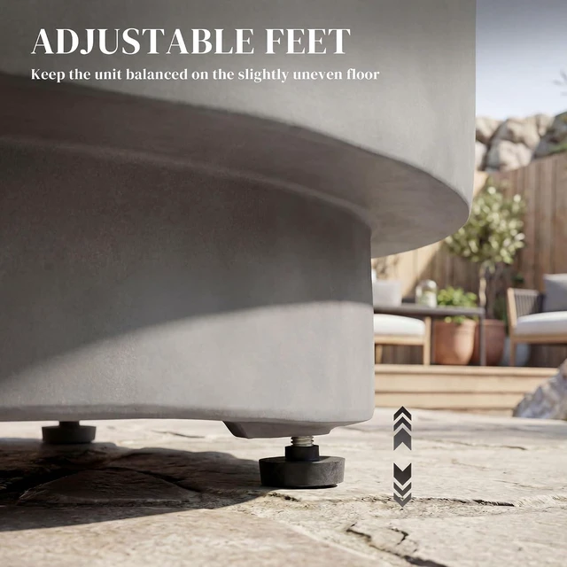 Alt view image 6 of 7 - Outdoor Side Table Round Small End Table Concrete Finish Light Gray | Indoor, Patio, Backyard, Pool, Porch, Garden, Lawn