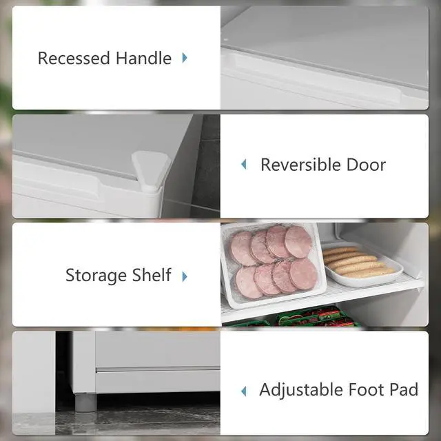 Alt view image 3 of 7 - Mini Freezer Countertop 3 Cu.Ft Reversible Door 3 Shelves White | Compact Upright Freezer, Home, Dorm, Apartment, Office