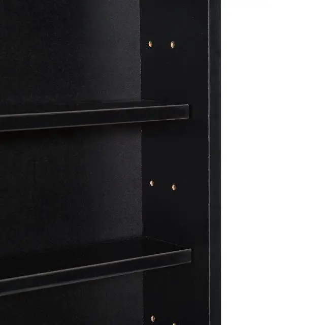 Alt view image 7 of 7 - 5-Tier Display Cabinet, Glass Door Cabinet with Adjustable Shelves, Wall-Mounted Display Case for Playroom, Bedroom, Black