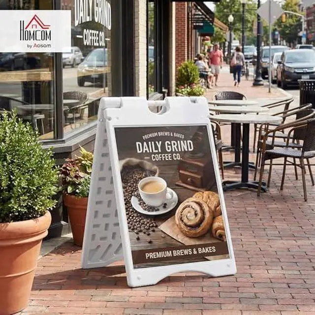 Alt view image 2 of 7 - A Frame Sandwich Board Signs Outdoor Weighted Tank 22" x 28" White (Pack of 2)