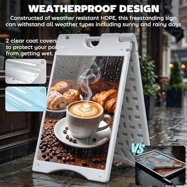 Alt view image 4 of 7 - A Frame Sandwich Board Signs Outdoor Weighted Tank 22" x 28" White (Pack of 2)