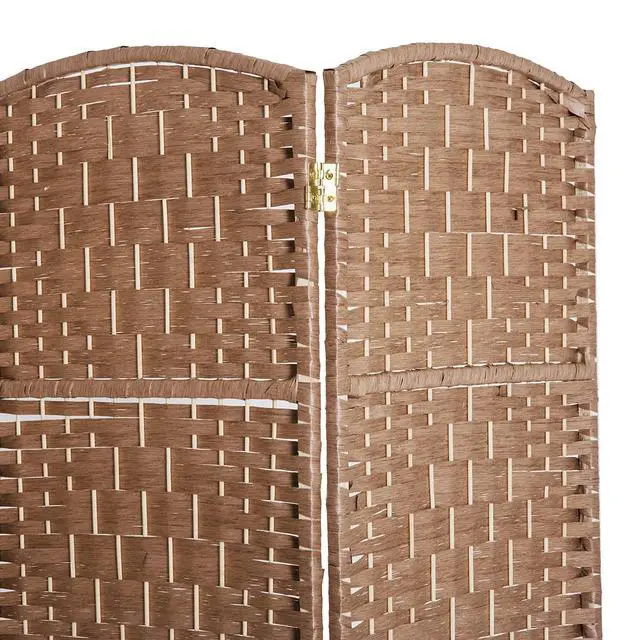 Alt view image 6 of 7 - Room Divider 6-Panel, 6FT-Tall Folding Privacy Screen, Natural | Freestanding Partition, Hand-Woven Design, for Room Separation, 360° Hinges, Paper Rope Diamond Weave