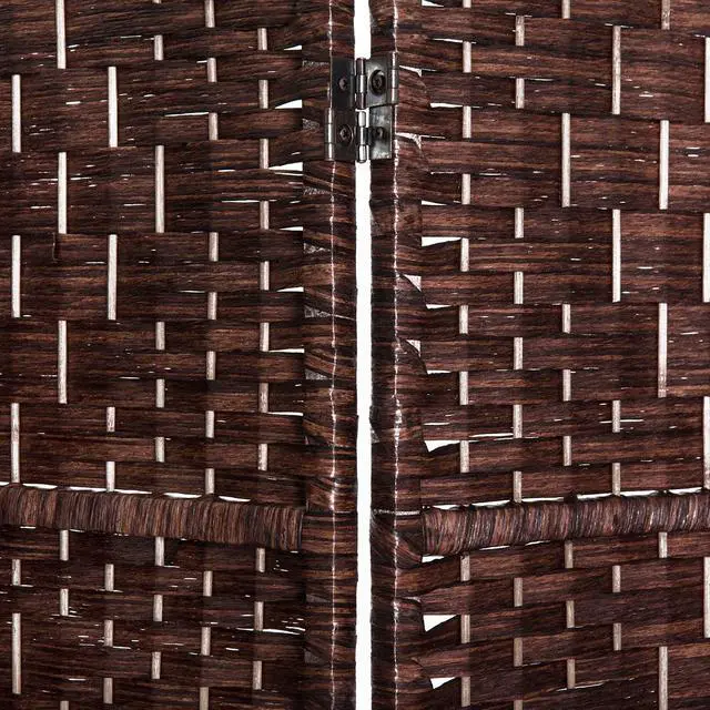 Alt view image 6 of 7 - Room Divider 6-Panel, 6FT-Tall Folding Privacy Screen, Brown | Freestanding Partition, Hand-Woven Design, for Room Separation, 360° Hinges, Paper Rope Diamond Weave