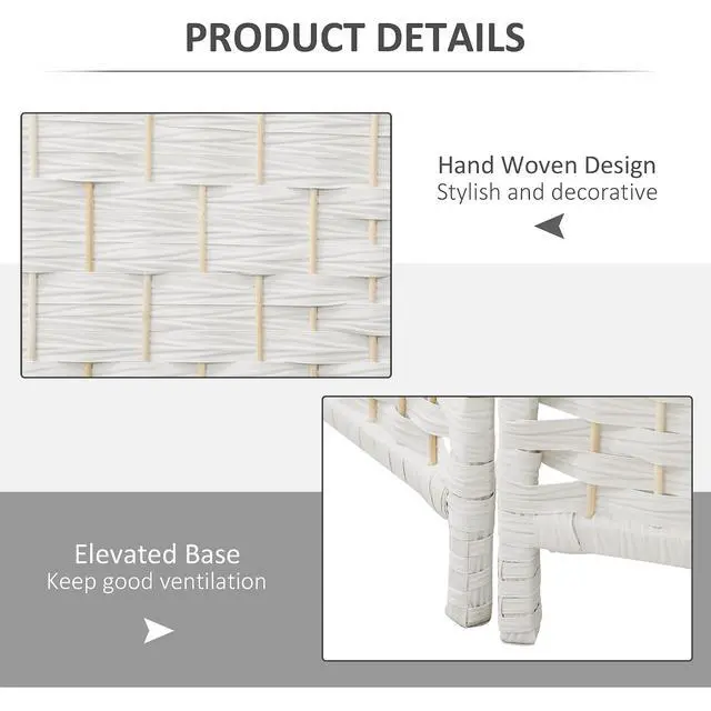 Alt view image 5 of 7 - Room Divider 3-Panel, 6FT-Tall Folding Privacy Screen, White | Freestanding Partition, Hand-Woven Design, for Room Separation, 360° Hinges, Paper Rope Diamond Weave